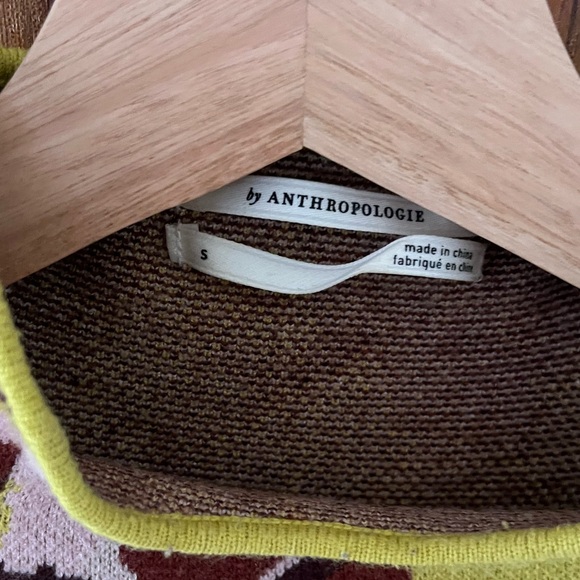 Anthropologie Beatriz Mock Neck Floral Sweater in Chartreuse size S VGC - Picture 6 of 15